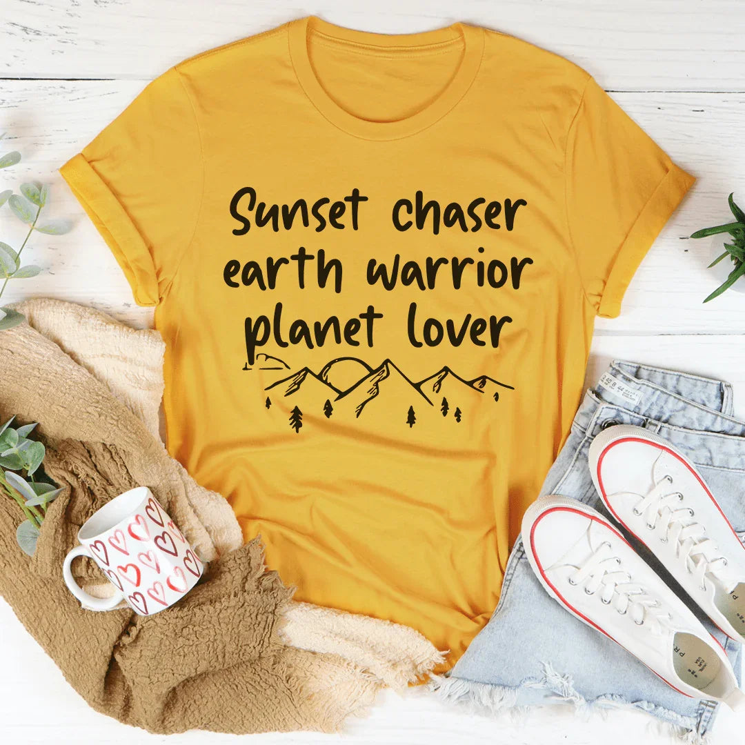 Sunset Chaser Earth Warrior Planet Lover Tee product image 4