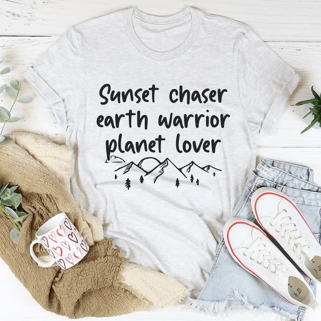 Sunset Chaser Earth Warrior Planet Lover Tee product image 1
