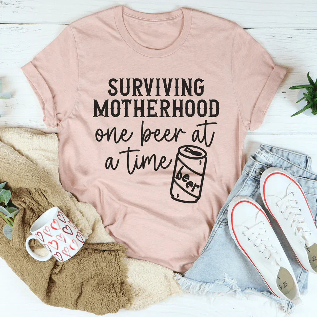 Surviving Motherhood One Beer At A Time Tee product image 1