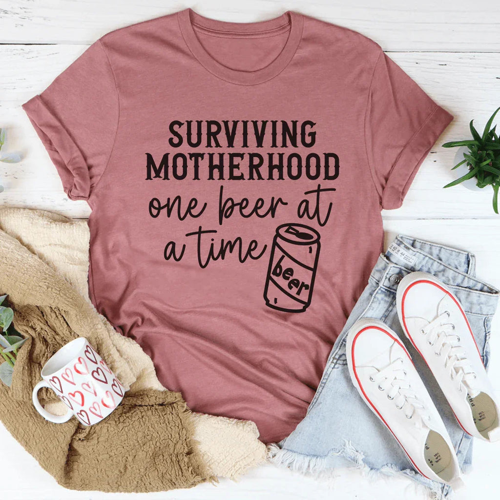Surviving Motherhood One Beer At A Time Tee product image 2