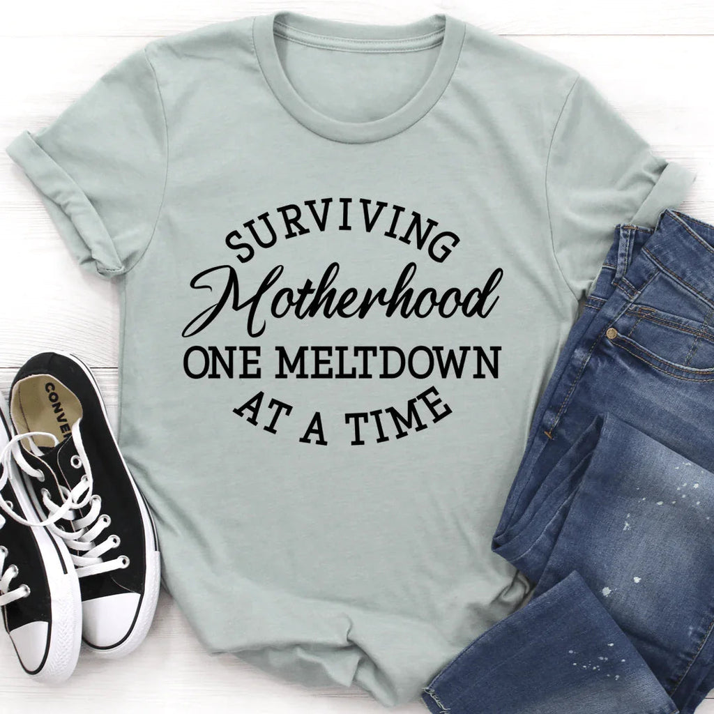 Relatable Mom Life Humor Graphic Tee – "Surviving product image 4