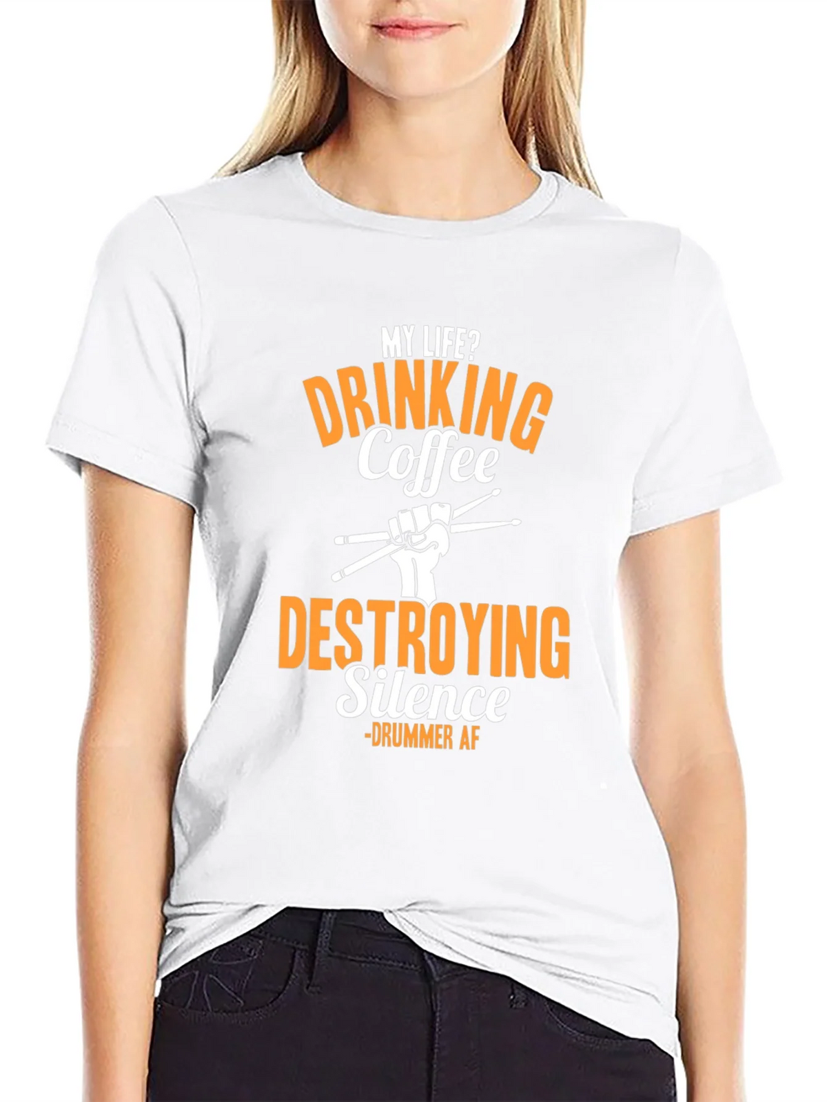 Drummer AF T-Shirt - Drinking Coffee Destroying Silence product image 5