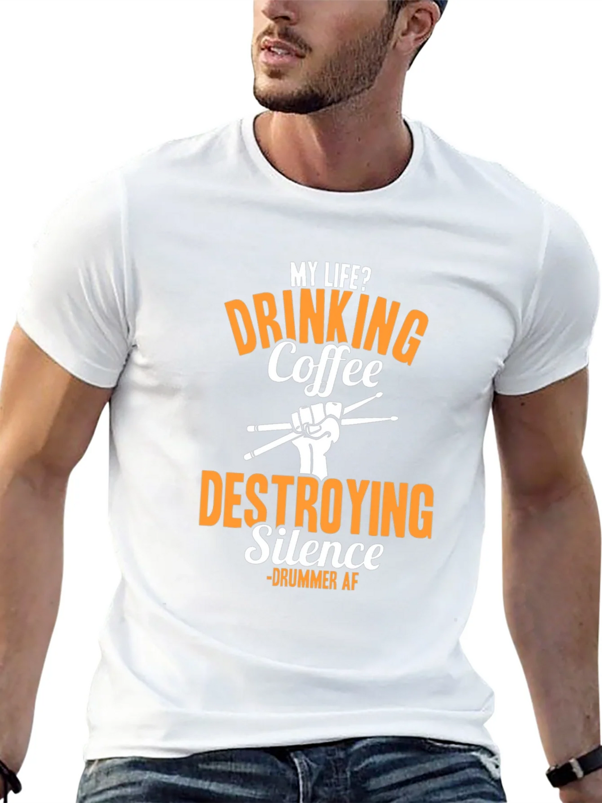 Drummer AF T-Shirt - Drinking Coffee Destroying Silence product image 7