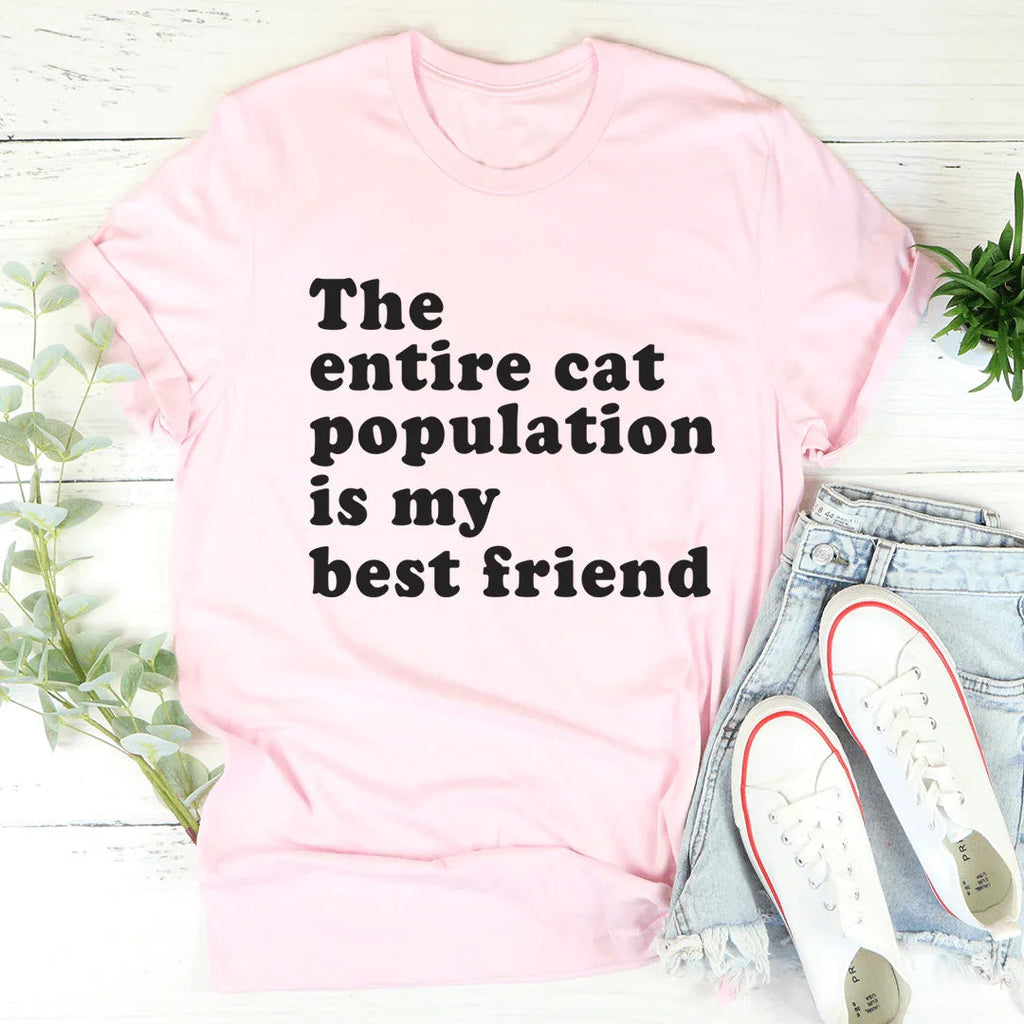 The Entire Cat Population Is My Best Friend Tee product image 4