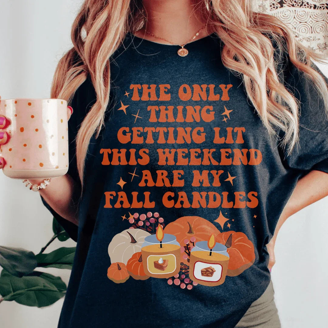 Cozy Autumn Graphic Tee – The Only Thing Getting Lit This product image 3