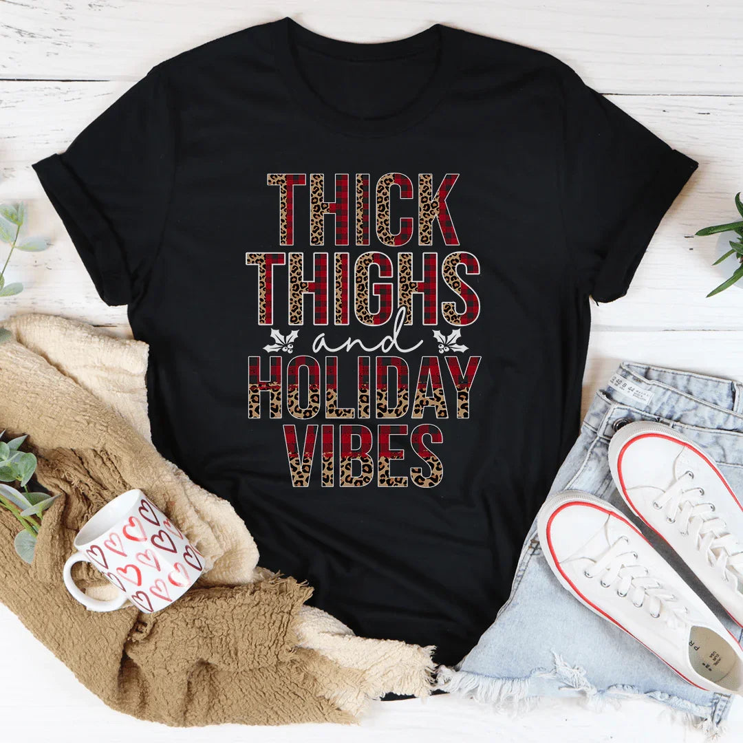 Thick Thighs And Holiday Vibes Tee product image 1