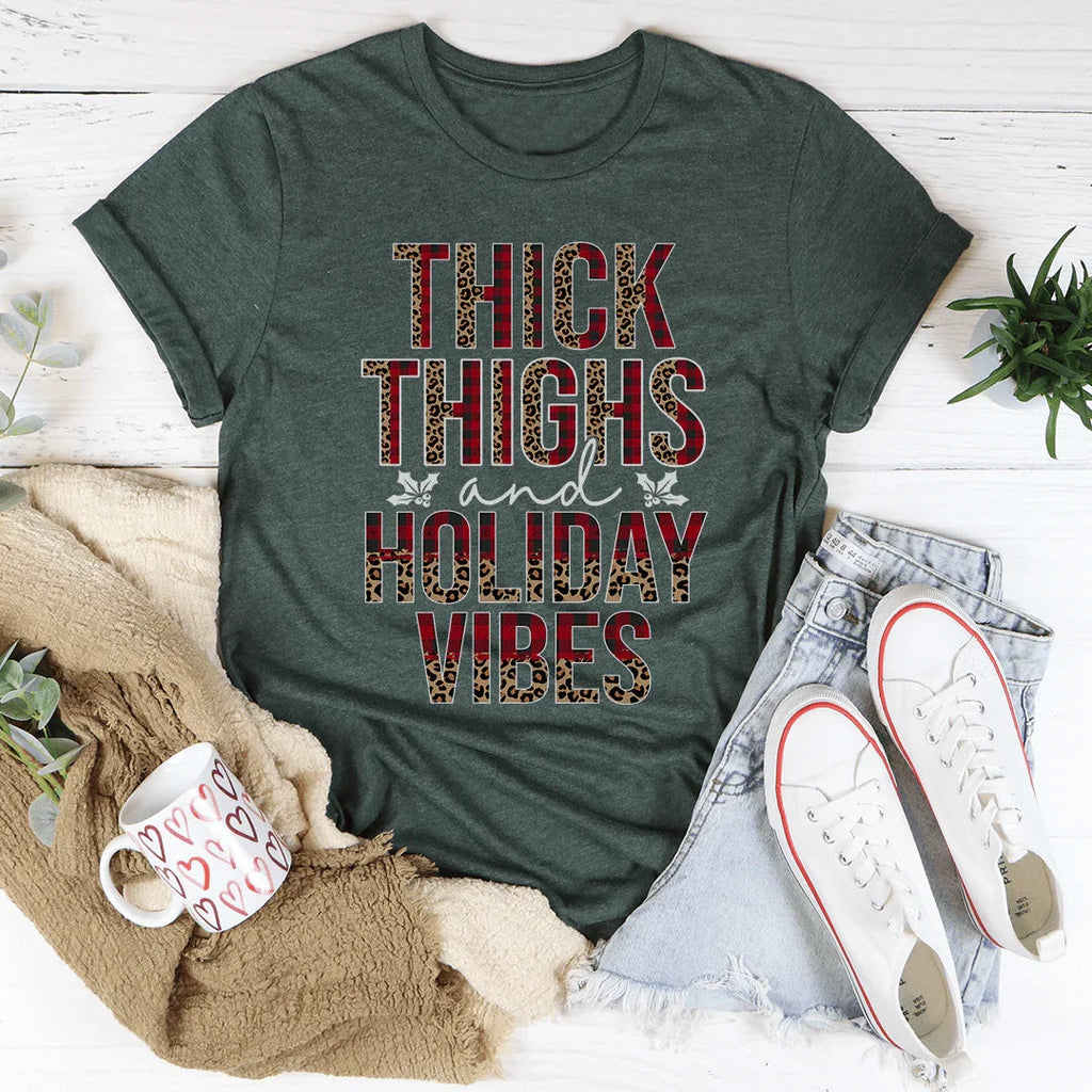 Thick Thighs And Holiday Vibes Tee product image 4