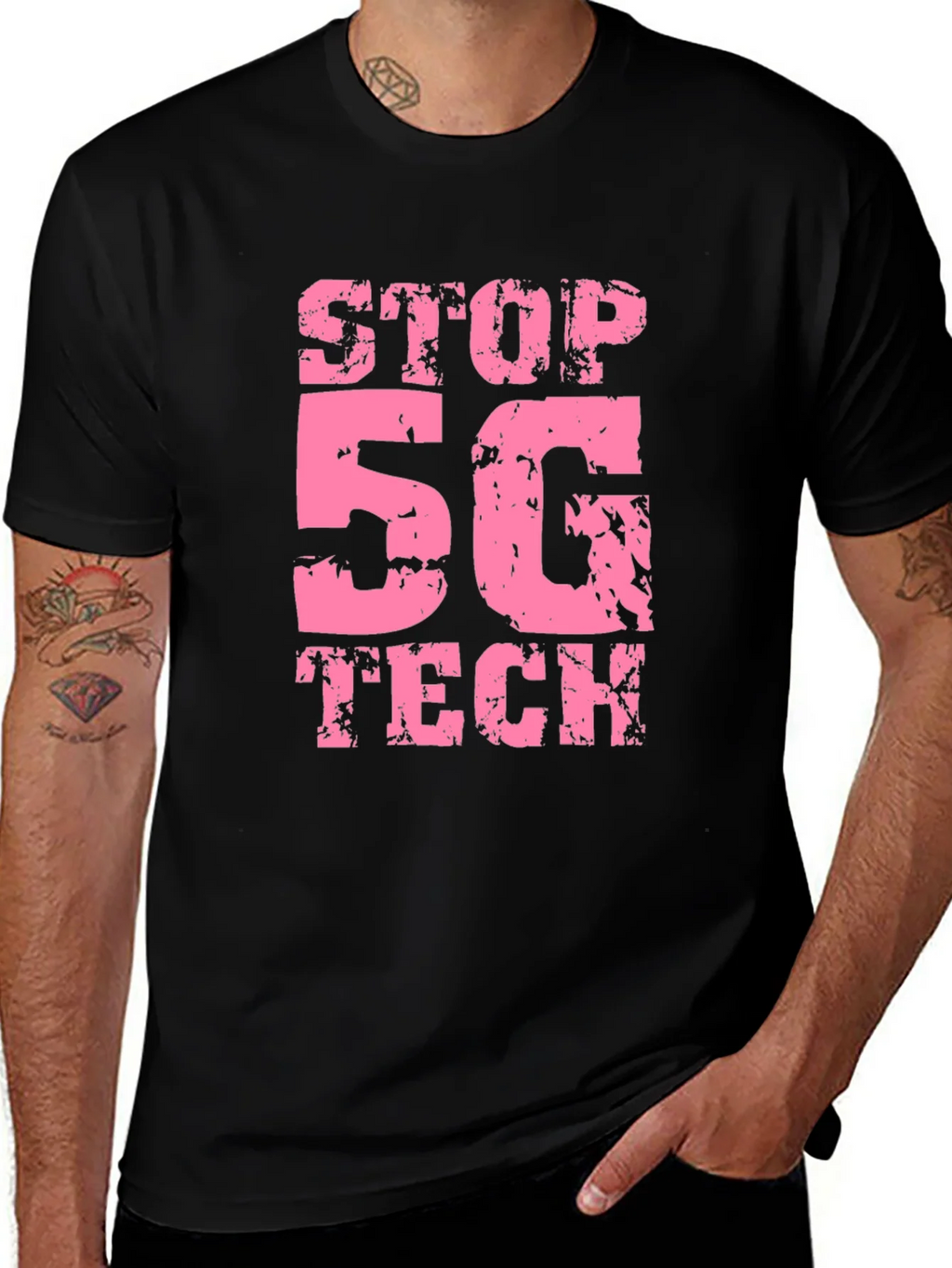 Stop 5G Tech Black T-Shirt product image 1