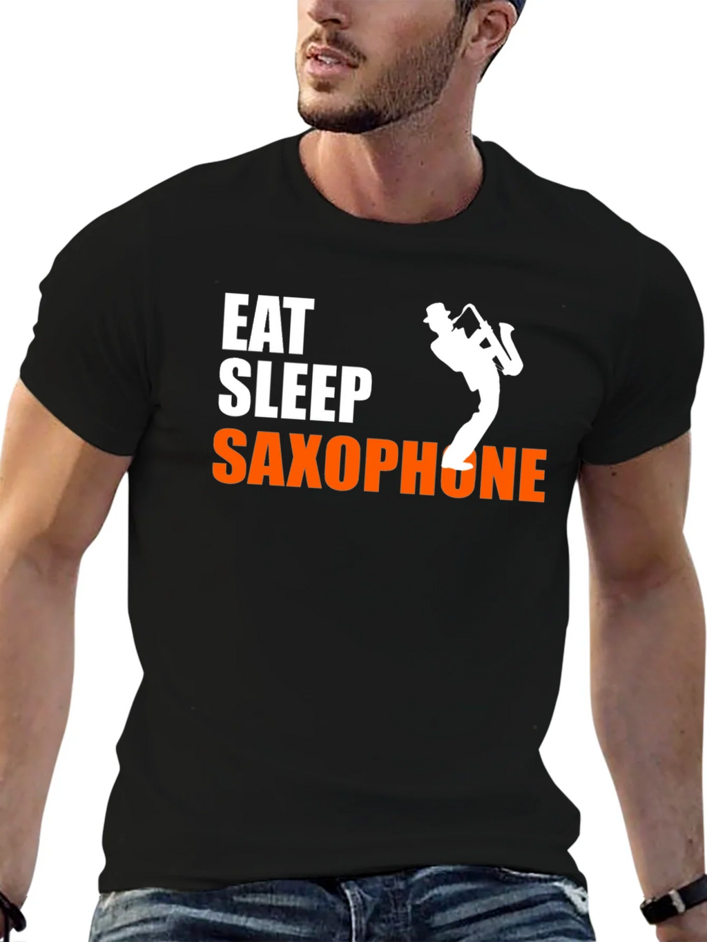 Eat Sleep Saxophone Black T-Shirt product image 1