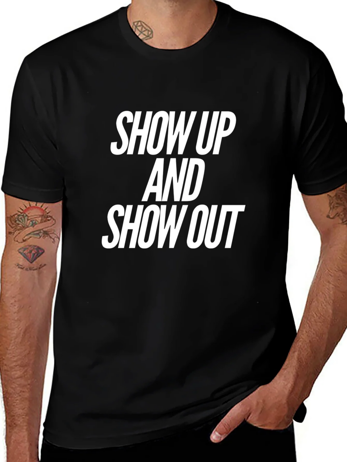 Show Up & Out Black Graphic T-Shirt product image 1