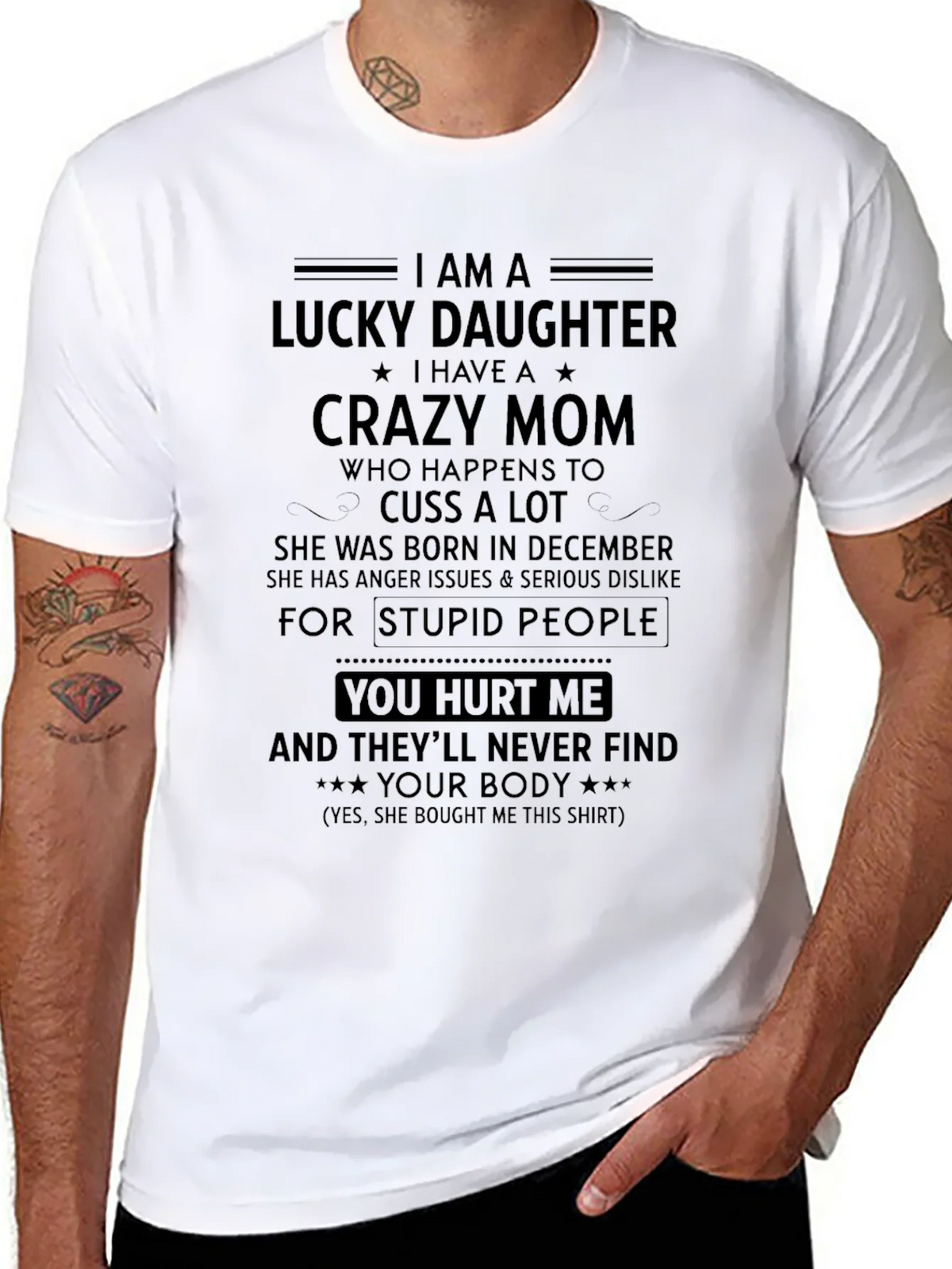Lucky Daughter Crazy Mom T-Shirt product image 5