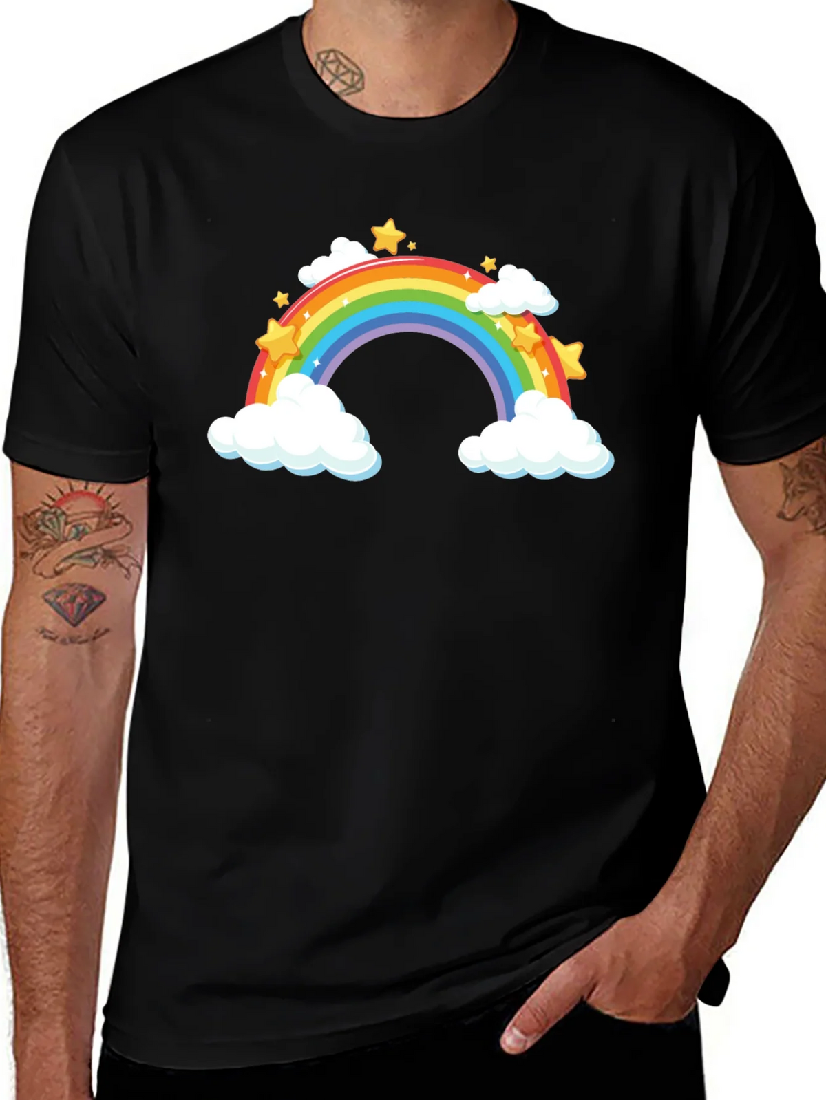 Rainbow Stars Black T-Shirt product image 1