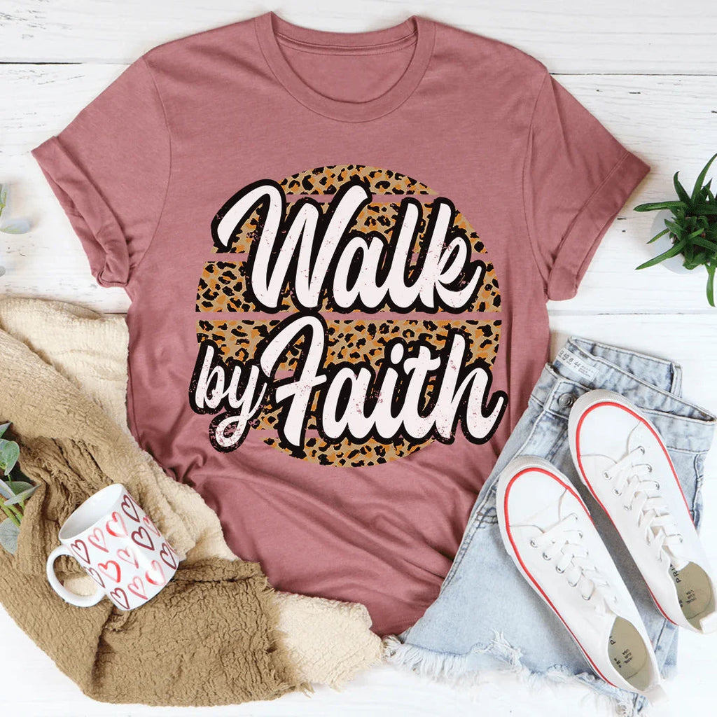 Minimalist Christian Scripture Crewneck Tee – "Walk By product image 2