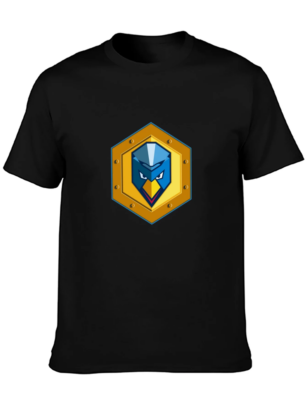 Black T-Shirt with Unique Bird Shield Emblem product image 3