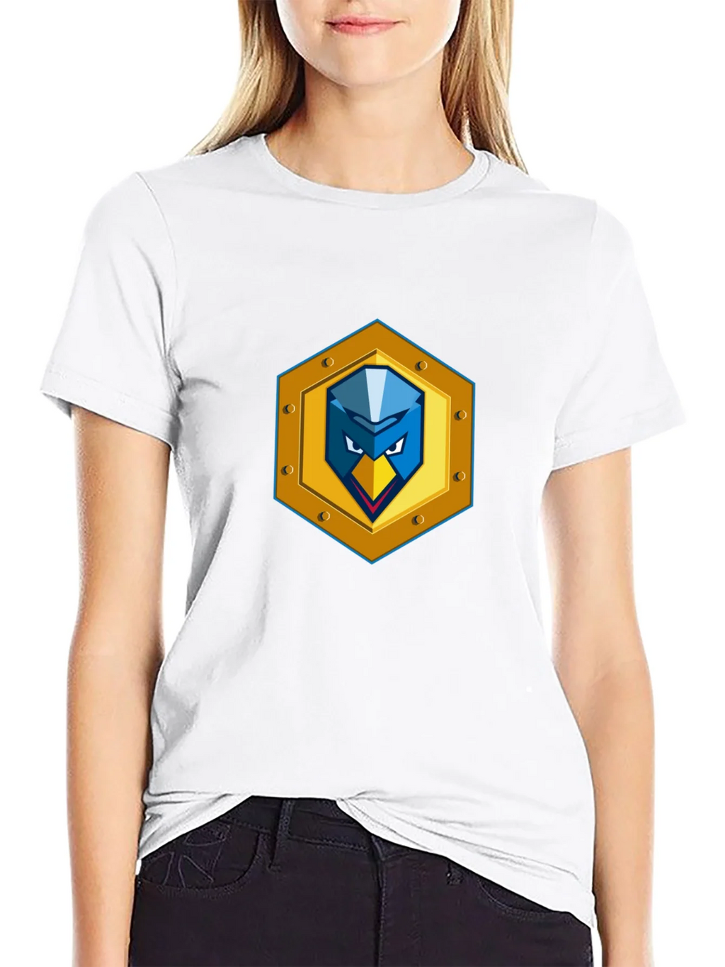 Black T-Shirt with Unique Bird Shield Emblem product image 6