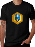 Black T-Shirt with Unique Bird Shield Emblem product image 1