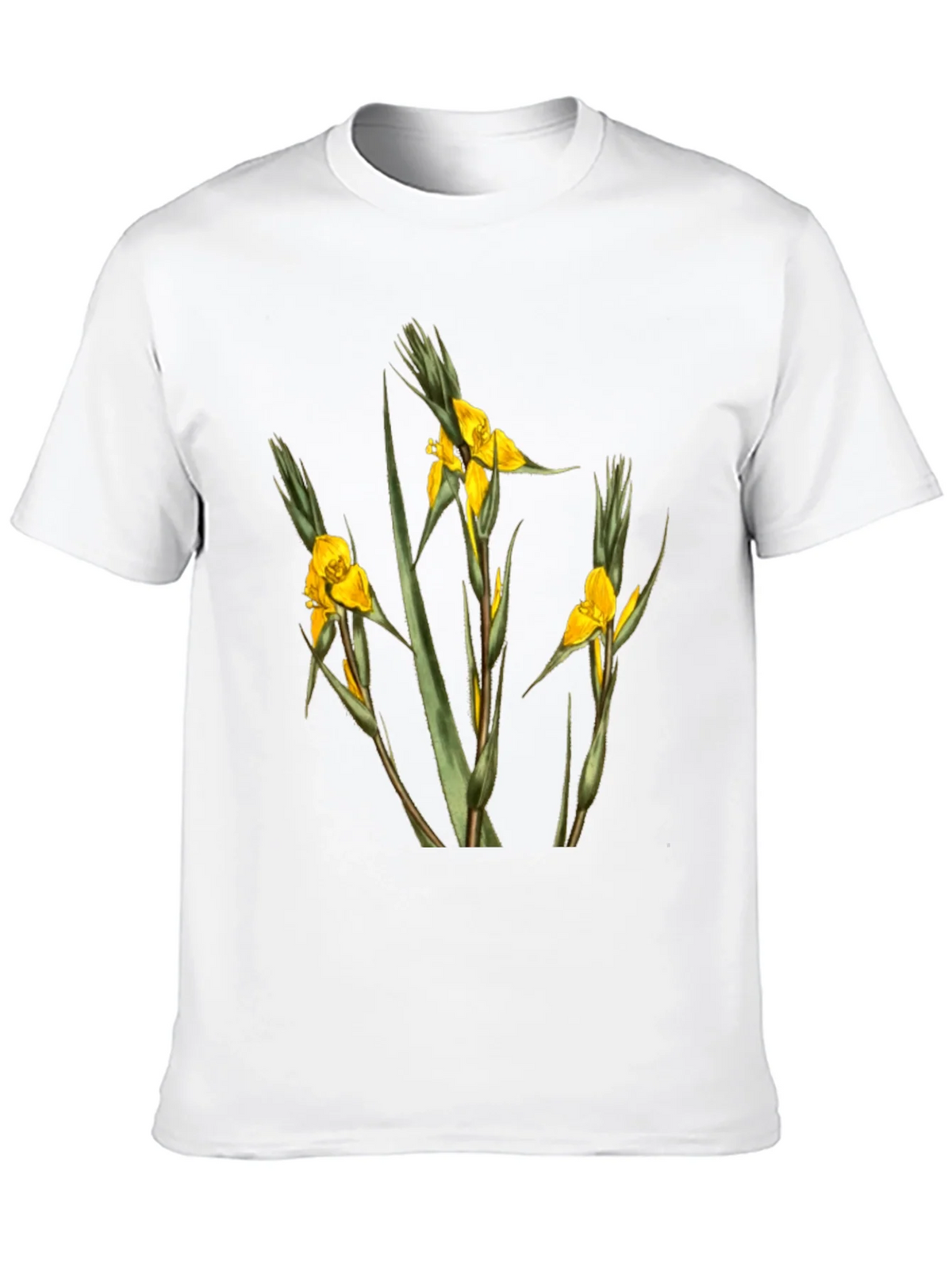 Botanical Yellow Flower Graphic Black T-Shirt product image 3