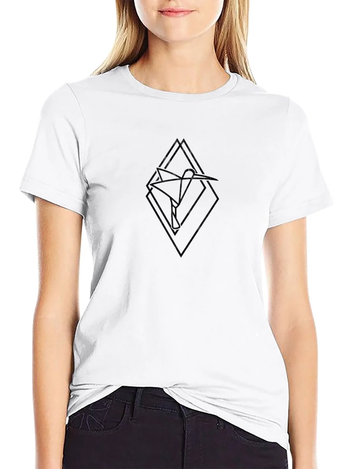 Black Hummingbird Geometric Graphic Tee - Modern Minimalist product image 7