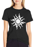 Black T-Shirt with White Sun Graphic product image 1