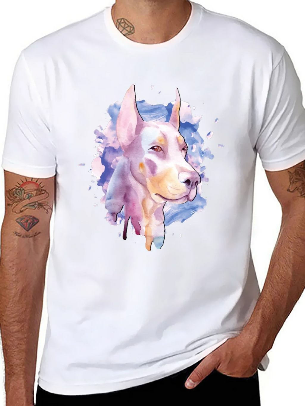 Doberman Watercolor Graphic T-Shirt product image 2