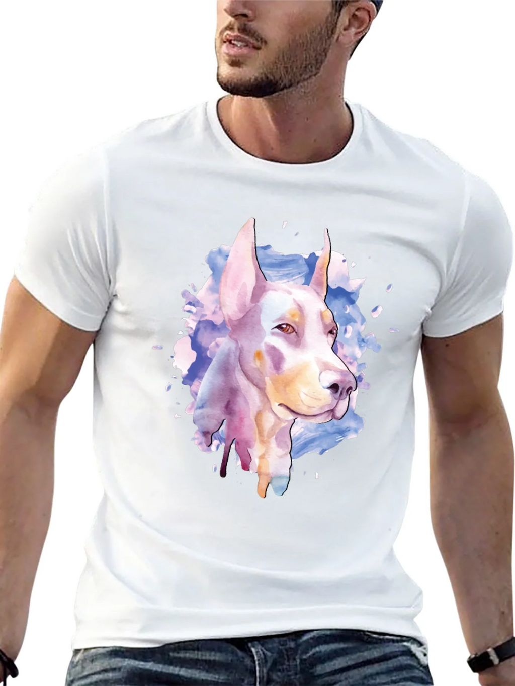 Doberman Watercolor Graphic T-Shirt product image 4