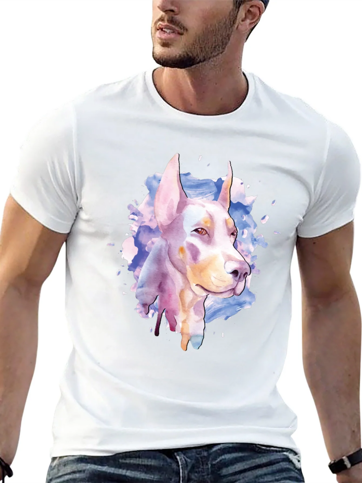 Doberman Watercolor Graphic T-Shirt product image 4