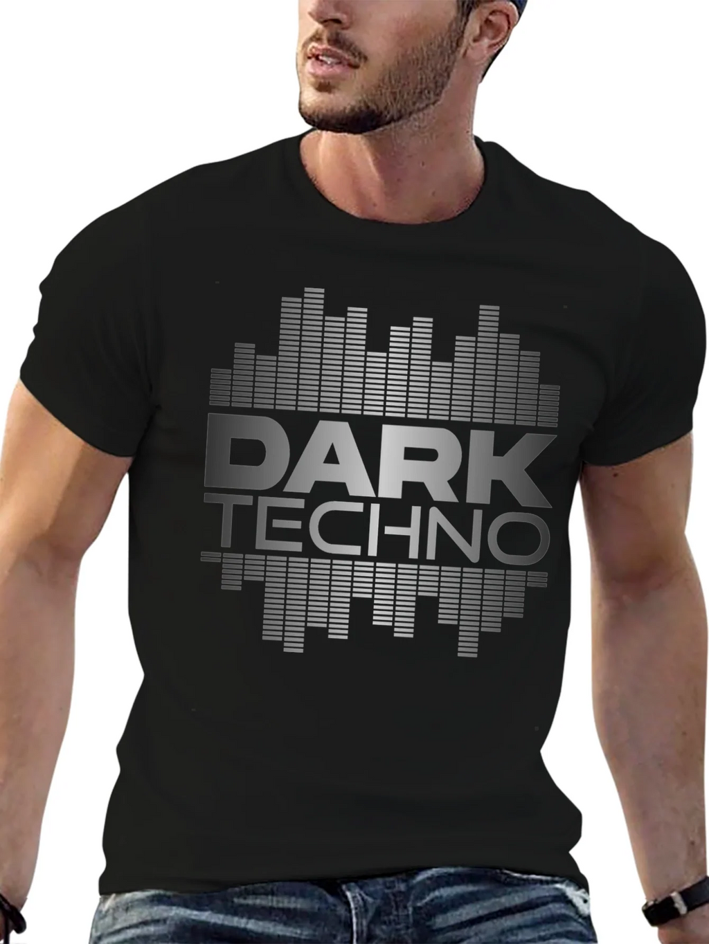 Dark Techno Graphic Print Black T-Shirt product image 5