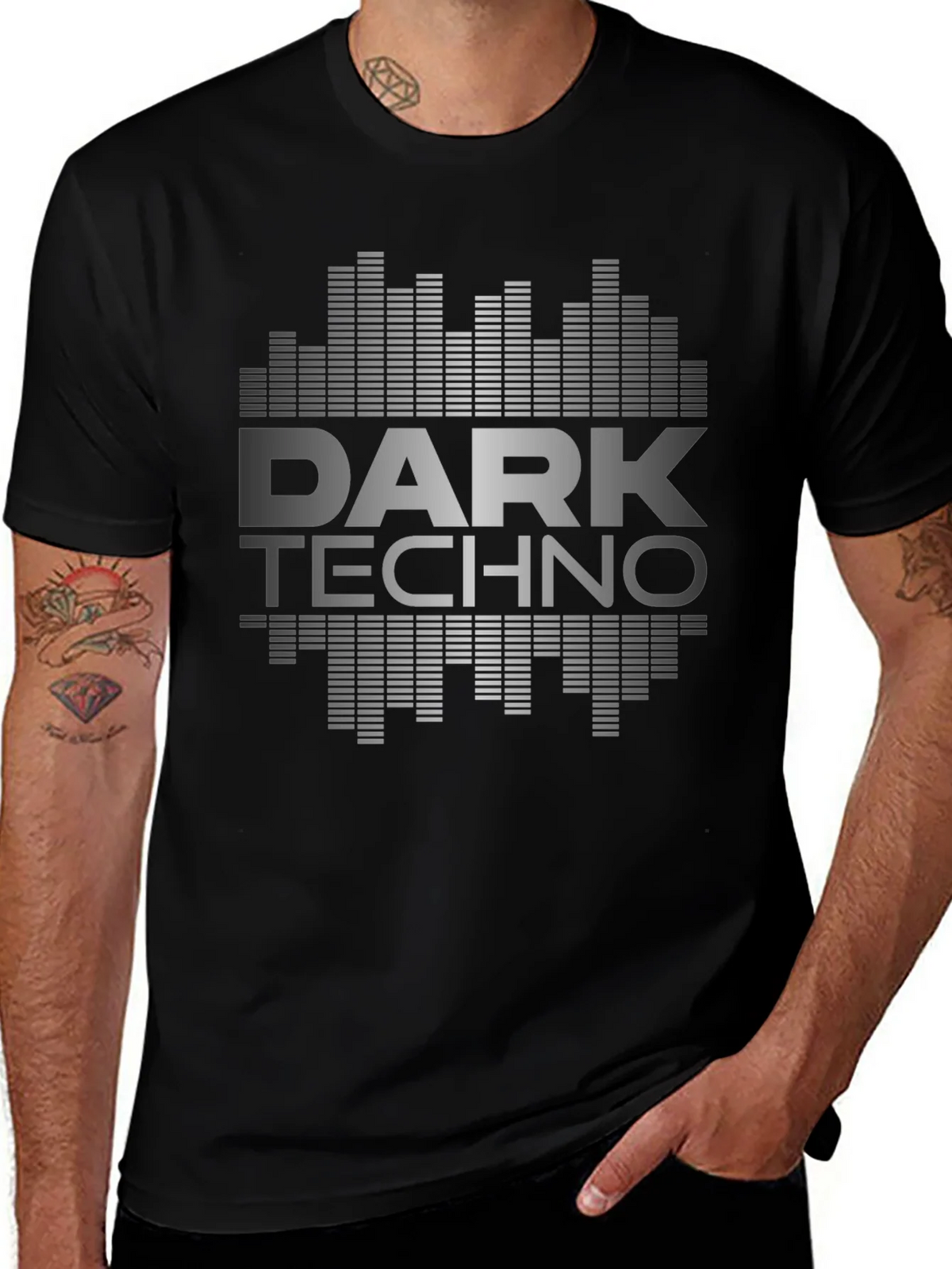 Dark Techno Graphic Print Black T-Shirt product image 1