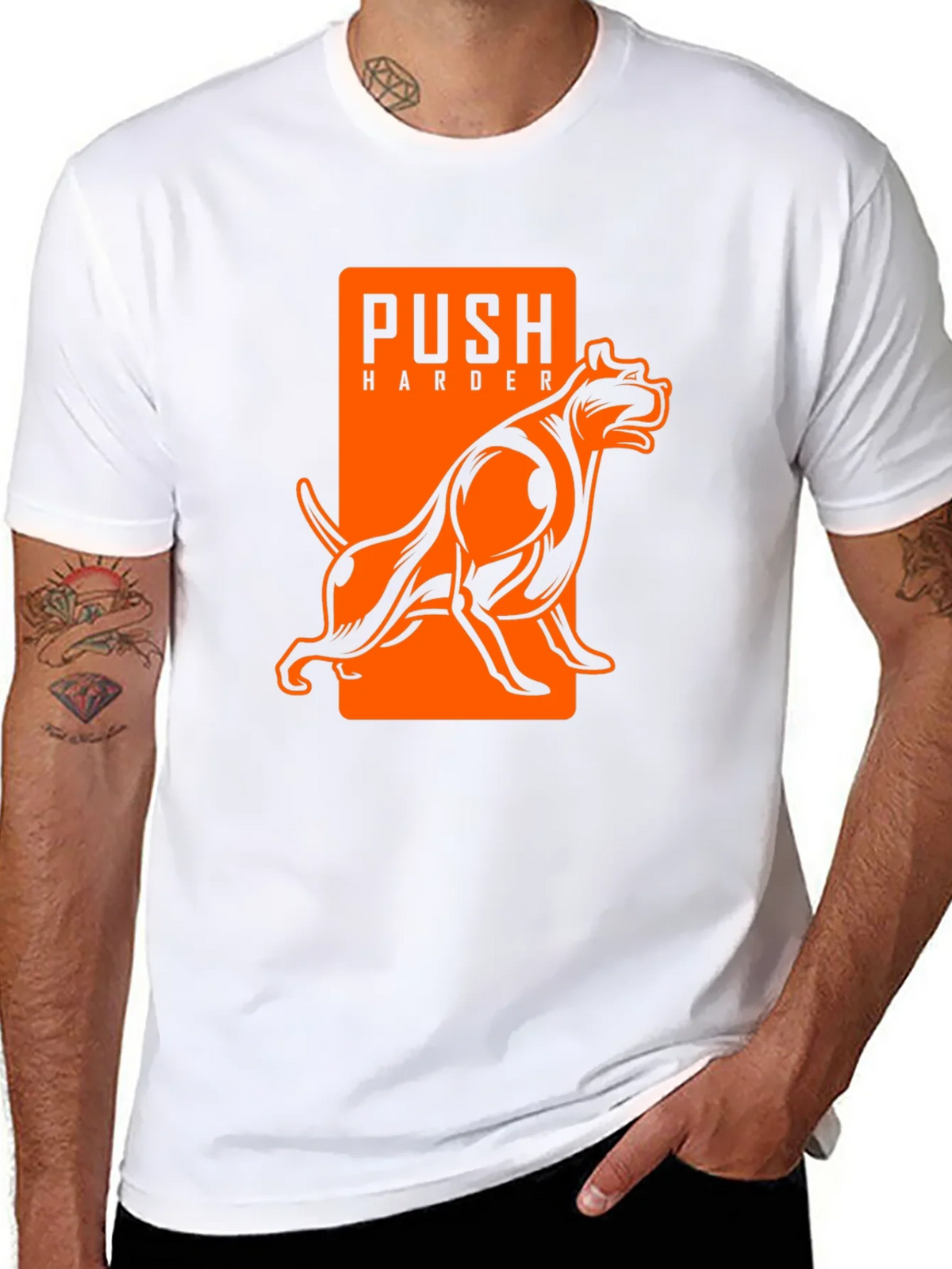 Push Harder Dog Graphic Black T-Shirt product image 4