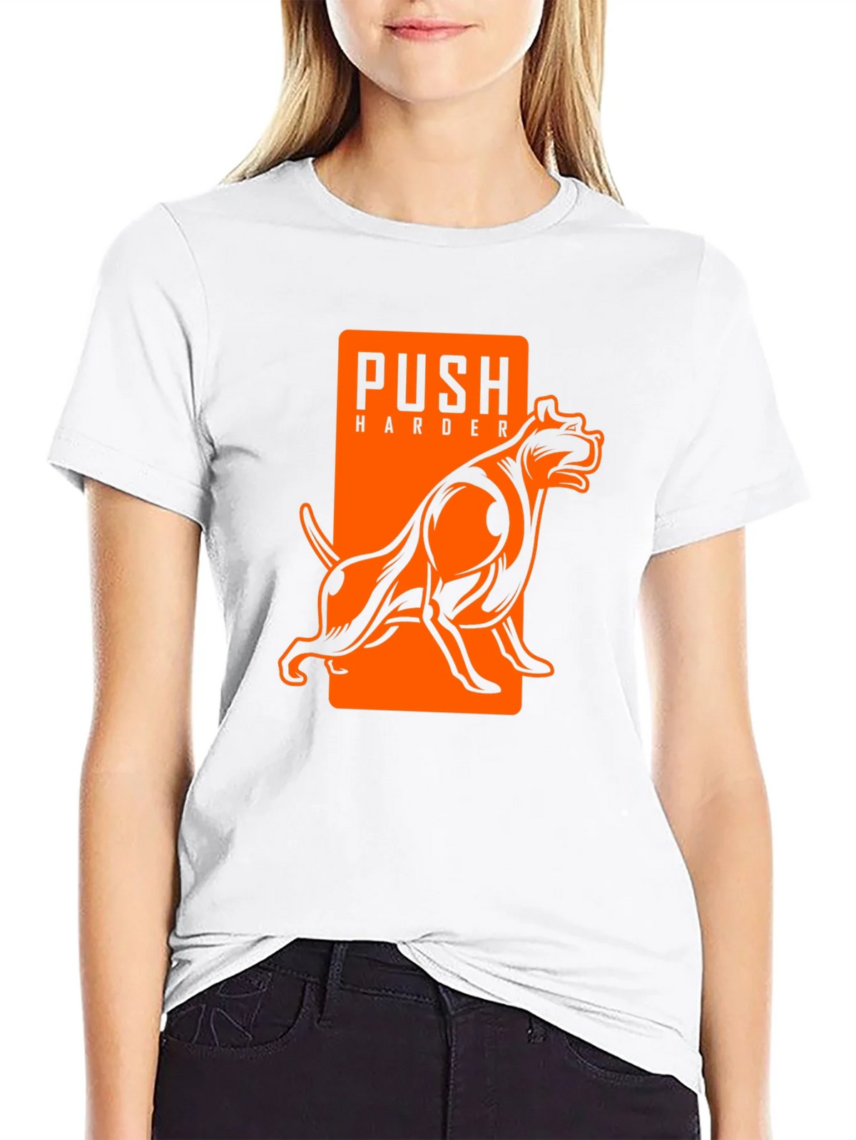 Push Harder Dog Graphic Black T-Shirt product image 5