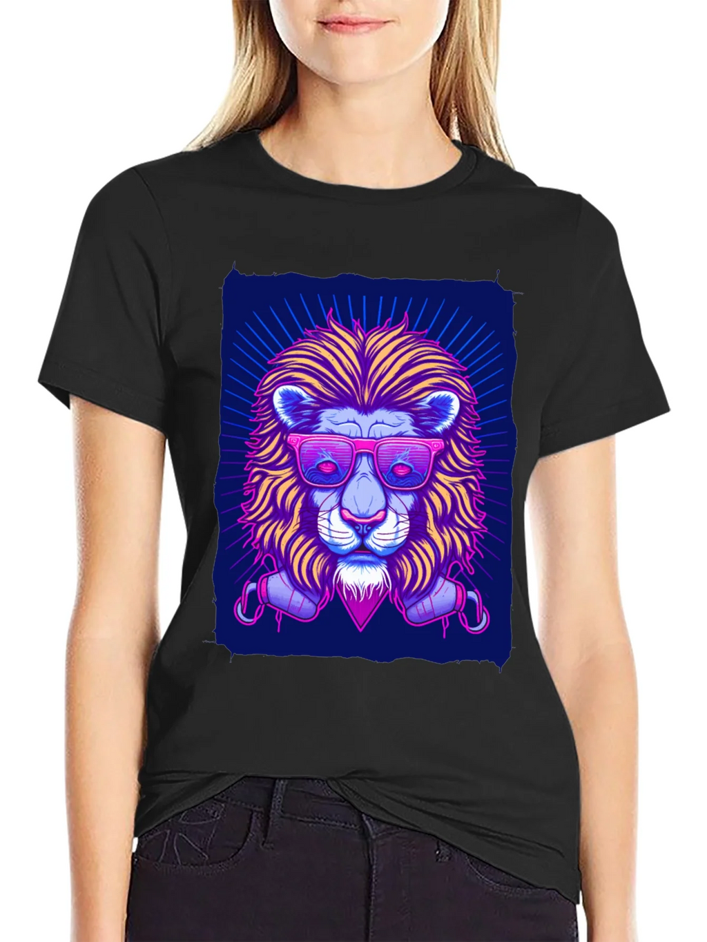 Neon Lion Graphic Tee - Cool Stylish Unique Design product image 2