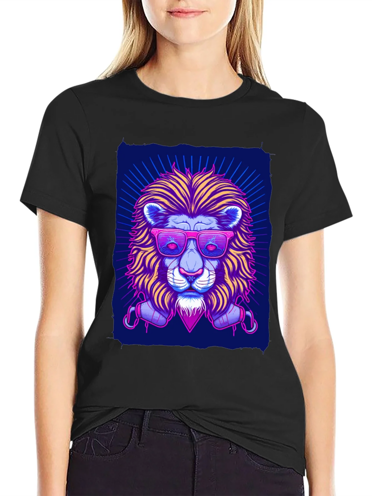 Neon Lion Graphic Tee - Cool Stylish Unique Design product image 2