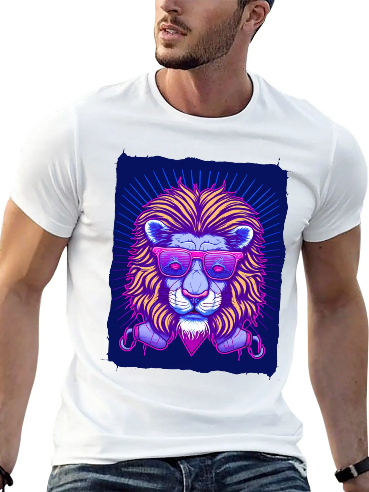 Neon Lion Graphic Tee - Cool Stylish Unique Design product image 5