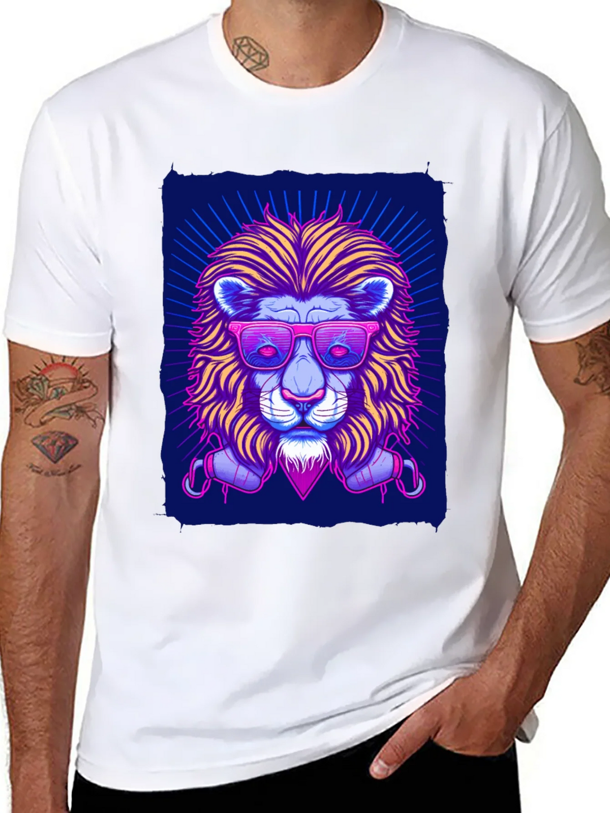 Neon Lion Graphic Tee - Cool Stylish Unique Design product image 4