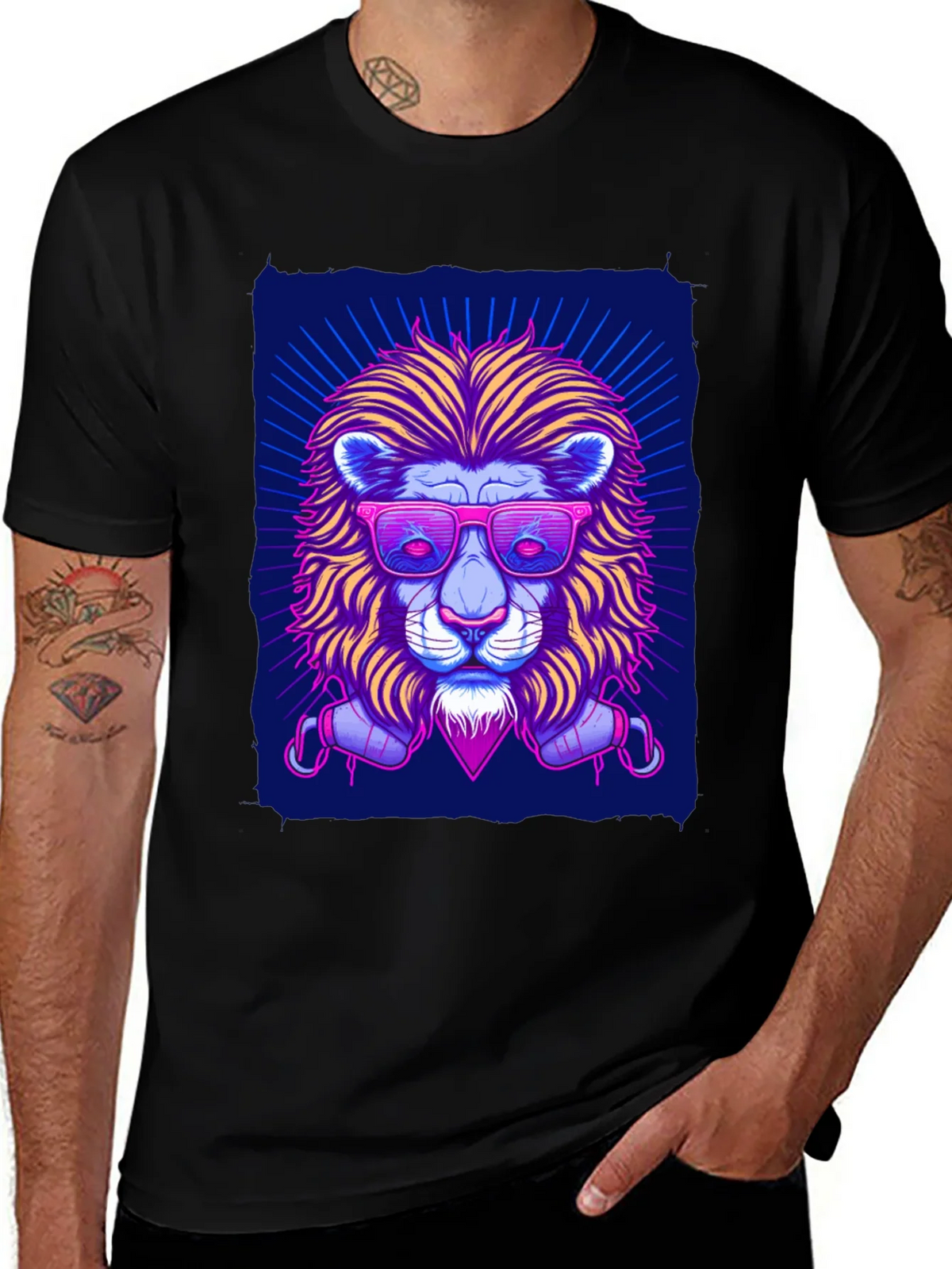 Neon Lion Graphic Tee - Cool Stylish Unique Design product image 1