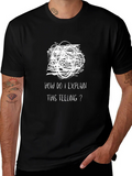 Expressive Mens Black T-Shirt: Confused Feelings Design product image 1