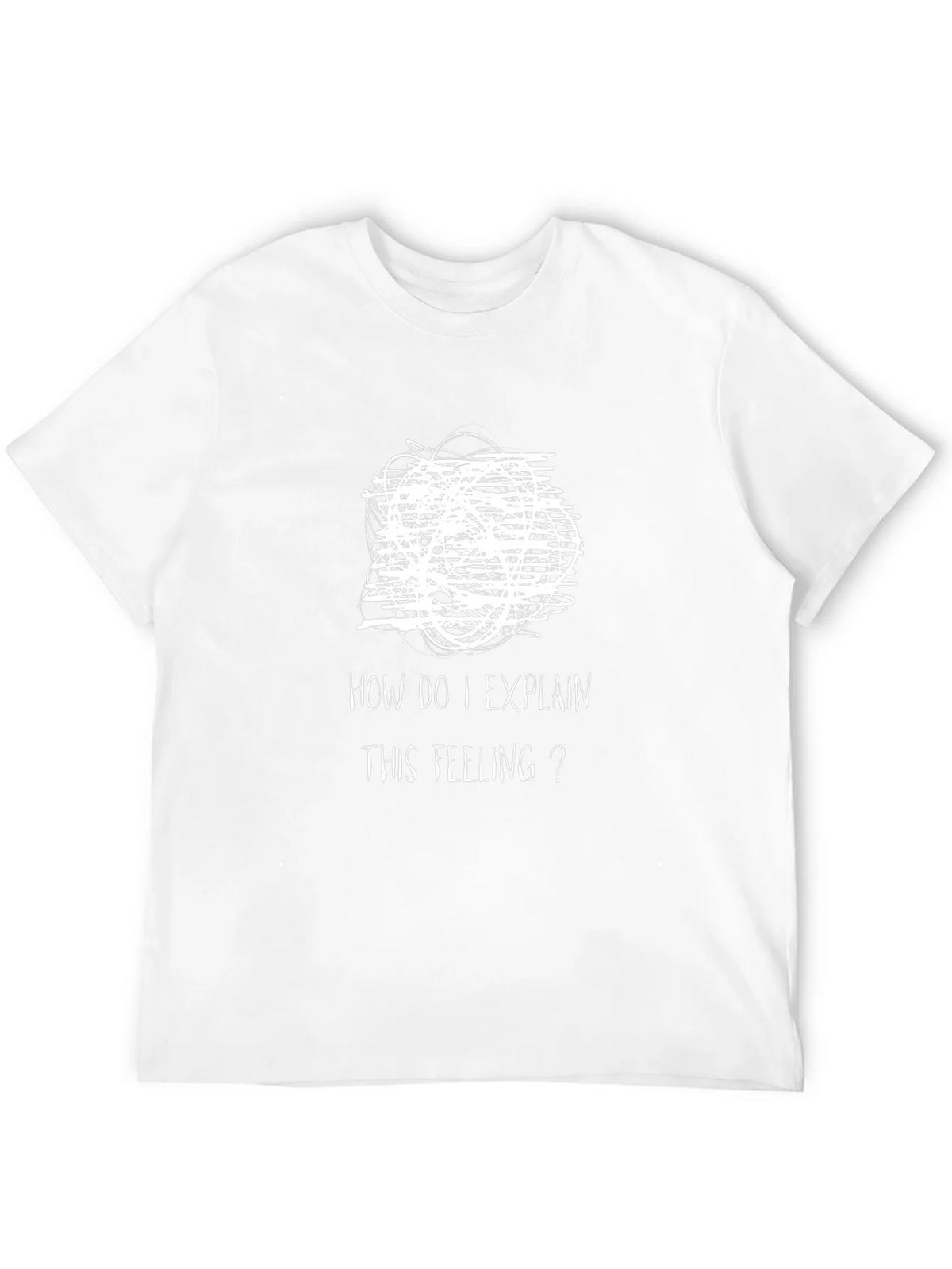 Expressive Mens Black T-Shirt: Confused Feelings Design product image 10